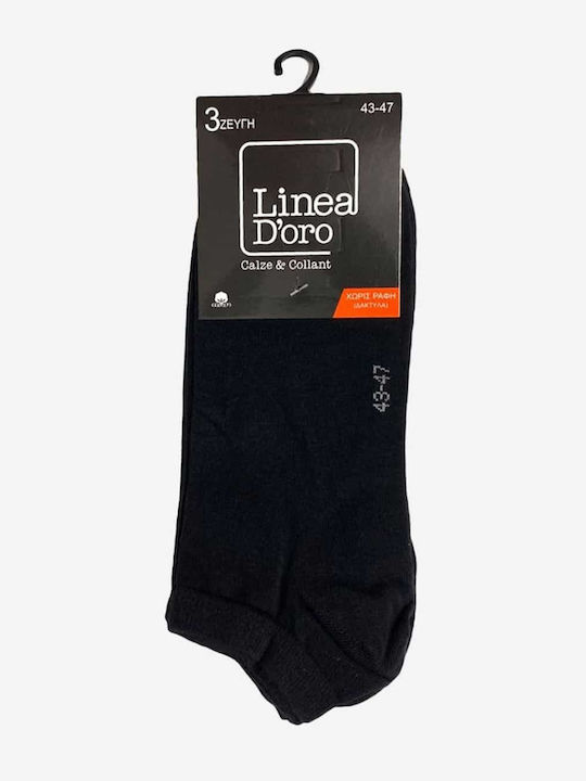 Linea D'oro Damen Einfarbige Socken Schwarz 1Pack