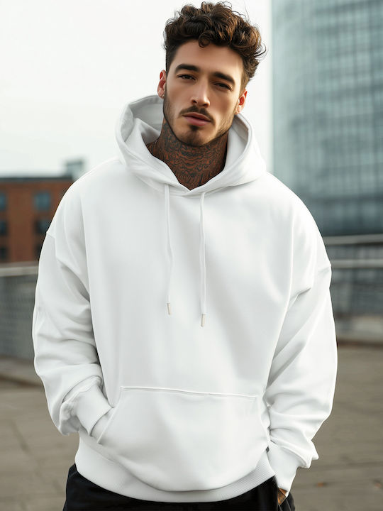 Panda Clothing Φούτερ με Κουκούλα Λευκό