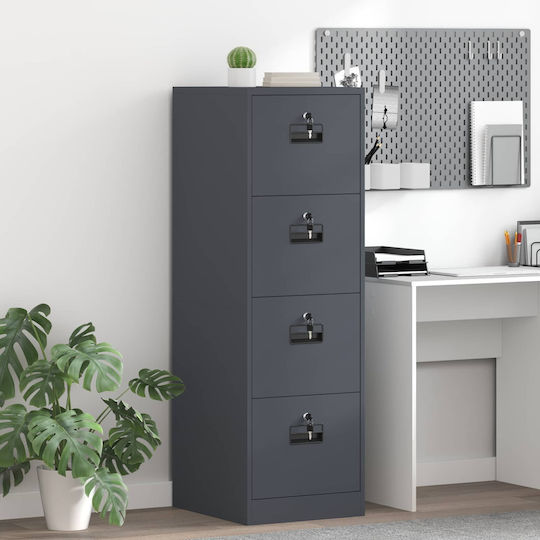 Office Storage Drawer Metal with Lock Anthracite 44x50x106.5cm