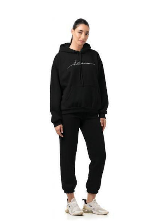 Bodymove Lang Damen Sweatshirt Kapuzen Schwarz