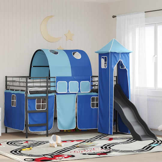 Kinderbett Einzel mit Schiebebett Schwarz für Matratze 100x201cm