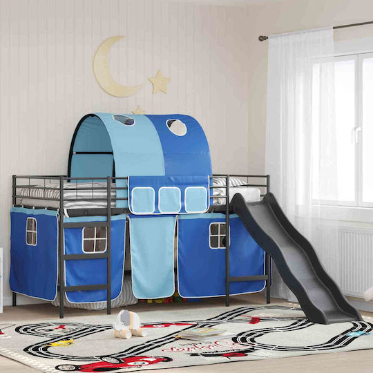 Kinderbett Hochbett Einzel Schwarz für Matratze 90x201cm