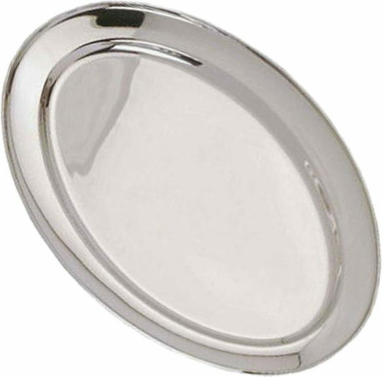 Servierplatte Oval Rostfreier Stahl Silber 50x50cm 1Stück