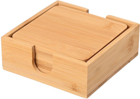 Estia Bamboo Essentials Σουβέρ Ξύλινο με Βάση Μπεζ 11x11cm 5τμχ