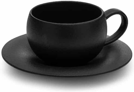 Yuk Σετ Φλιτζάνια Espresso από Πορσελάνη Μαύρα 6τμχ