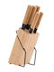 Estia Bamboo Essentials Σετ Μαχαίρια με Βάση από Ανοξείδωτο Ατσάλι 6τμχ