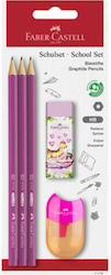 Faber-Castell Apple Jungle Сет от 5 Моливи HB с Острилка и Гума Розов