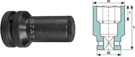 3/4'' Thin-walled Impact Socket 6 Sides Length 38
