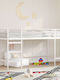Pat Pentru Copii Loft Bed Single Alb Pentru Saltea 80x201cm