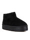 Suede Women's Ankle Boots with Fur Black