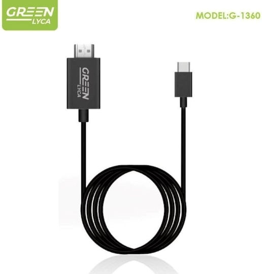 Green Lyca Video Cable USB-C Male - DisplayPort Black 2m