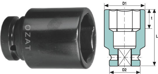 2.1/2'' 6-point Impact Socket Head Length 44