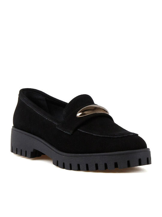 Silia D Δερμάτινα Γυναικεία Loafers σε Μαύρο Χρώμα