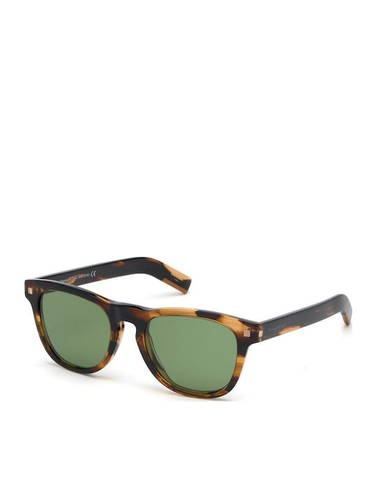 Zegna Unisex Γυαλιά Ηλίου με Καφέ Ταρταρούγα Κοκκάλινο Σκελετό και Πράσινο Φακό 0126B-50N-53