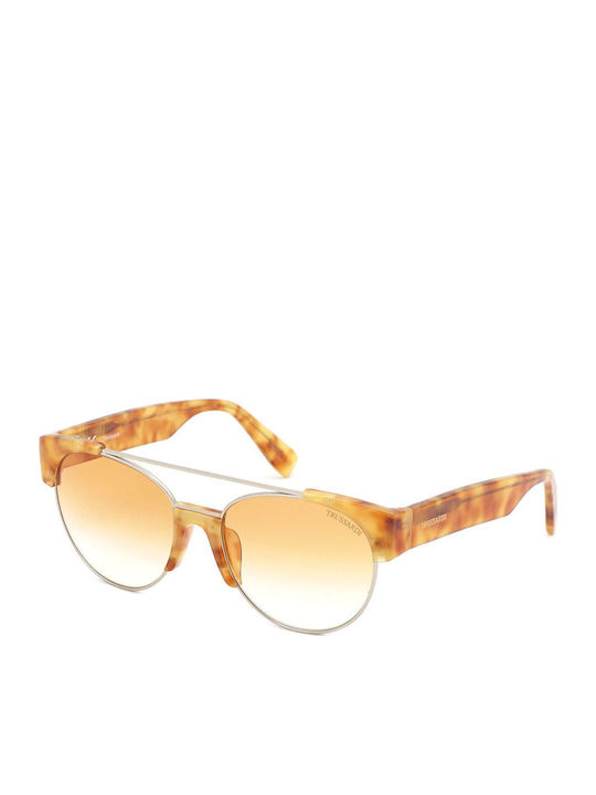 Trussardi Women's Sunglasses with Brown Plastic Frame and Brown Gradient Lens
