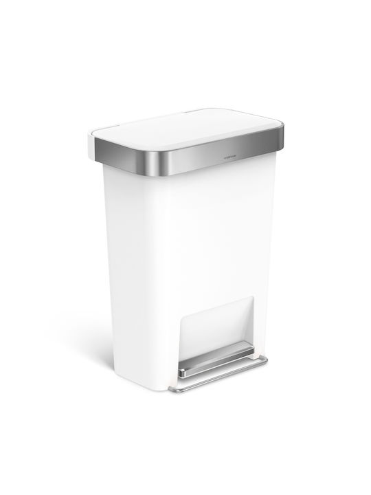 Simplehuman Кошче за боклук от Неръждаема Стомана с Педал Бяло 45л