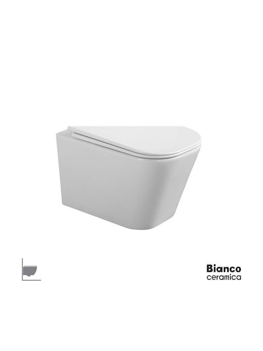 Bianco Ceramica Λεκάνη Κρεμαστή με Slim Κάλυμμα Soft Close Λευκή Bianco Ceramica Λεκάνη Κρεμαστή με Slim Κάλυμμα Soft Close Λευκή