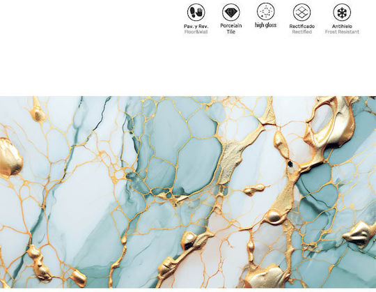 LV Granito Floor / Wall Interior Gloss Porcelain Tile 120x60cm Aqua