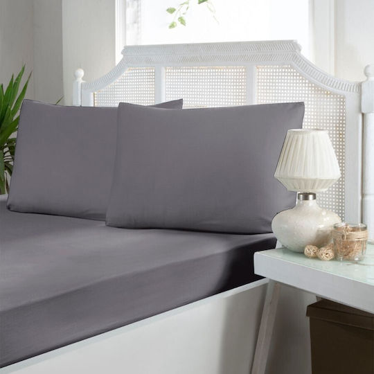 First Choice Set Cearșaf cu 2 Fețe de pernă Super dublu 240x260cm. Gray (quicksilver) 3buc