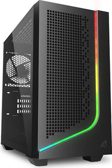 Sharkoon J1000 ARGB Gaming Mini Tower Κουτί Υπολογιστή με Πλαϊνό Παράθυρο Μαύρο
