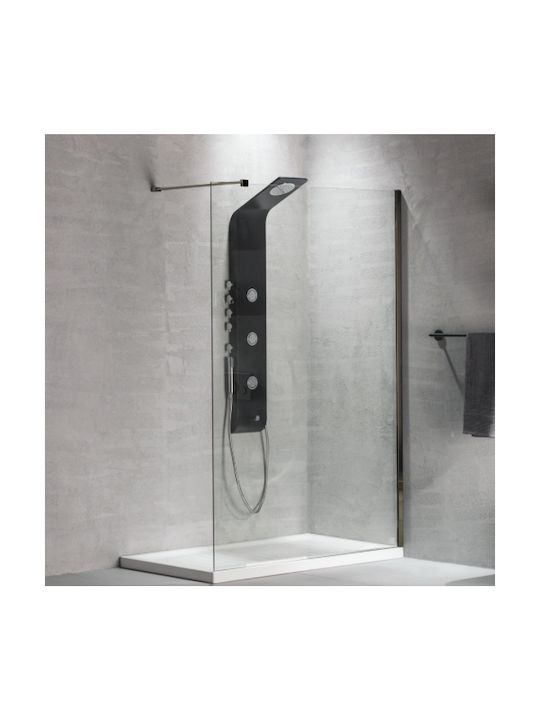 Devon Iwis Walk-in Duschwand für Dusche mit Schieben Tür 37-39x195cm Inox
