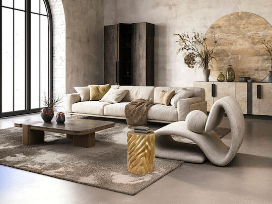 Round Side Table Made of Solid Wood Gold 38x55.8x38 cm