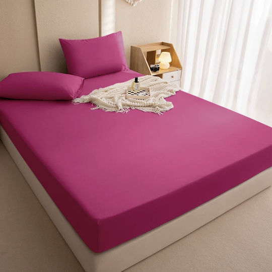 My Home Luxury Sheet Super-Double with Elastic 160x200+25cm. Fuchsia