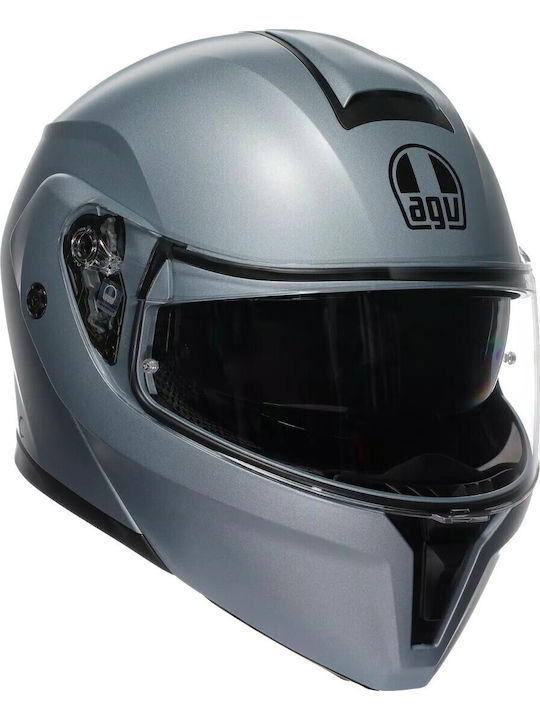 AGV Streetmodular Mat Silver Κράνος Μηχανής Full Face ECE 22.06 1690gr με Pinlock και Sunvisor