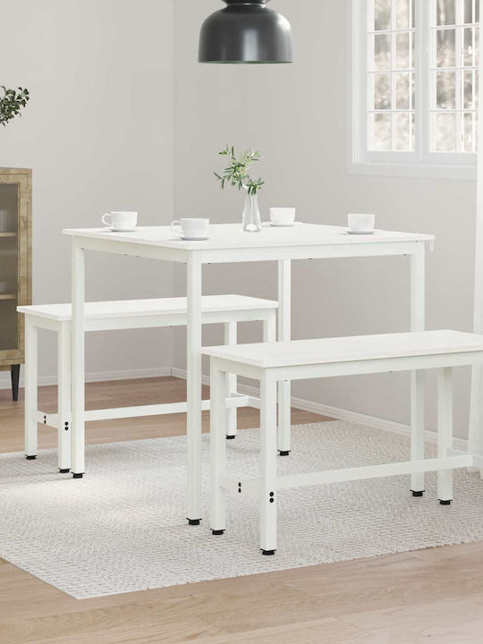 Platz Tisch Speisesaal aus Massivholz & Metall White 80x80x75cm