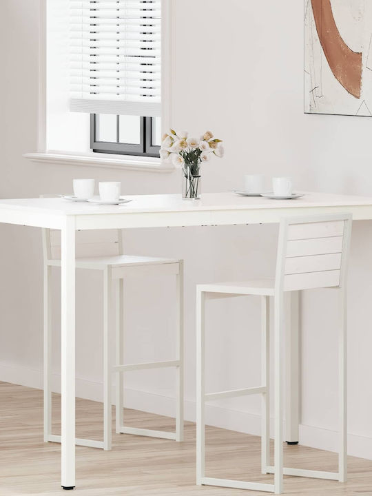 Table Bar from Solid Wood & Metal White 110x55x105cm