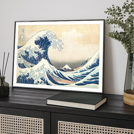 Poster Hokusai Great Wave Kanagawa Art234 60cm X 90cm Black Wooden Frame