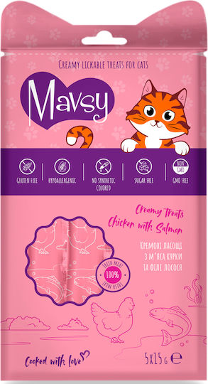 Λιχουδιά Γάτας Mavsy Creamy Chicken Salmon 5 X 15gr