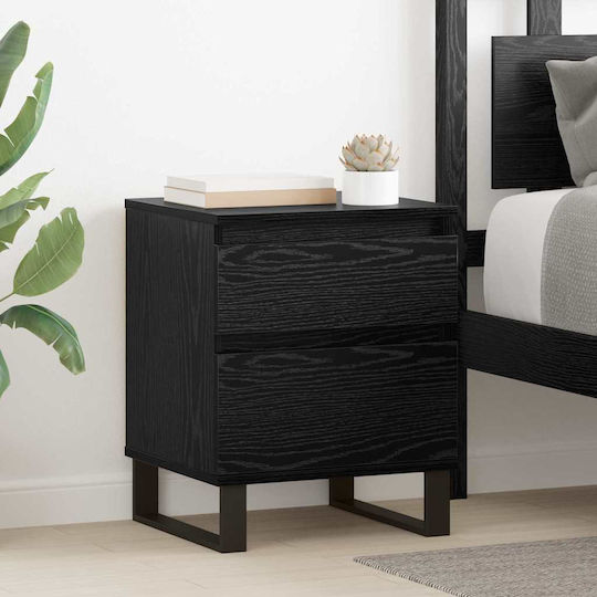 Metal Bedside Tables with Glass Surface Black 2 Pieces 40x35x50cm