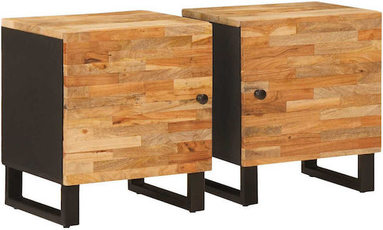 Bedside Tables from Solid Wood Brown 2 Pieces 40x33.5x46cm