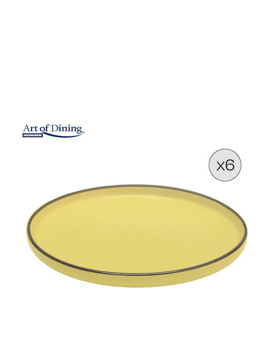 Heinner Medeea Shallow Ceramic Serving Plate Yellow with Diameter 27cm 6 Pieces