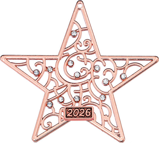Metal Decorative Star Rhinestone 6x6cm M2026/4492 Rose Gold