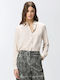 Crackers Women's Silky Long Sleeve Shirt Beige