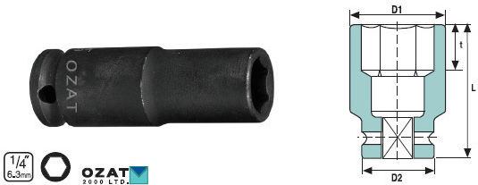 Impact 3/8'' 6-Punkt Tiefer Steckdose Länge 11
