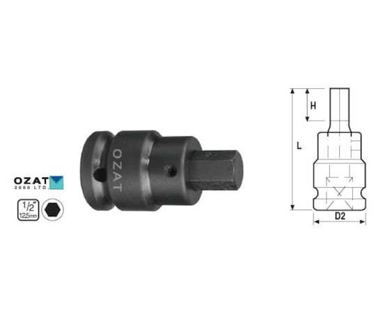 Impact Socket Head 1/2'' 19mm External Hex Profile