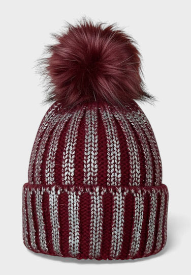 Pom Pom Beanie Frauen Beanie Gestrickt in Rot Farbe