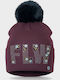 Pom Pom Beanie Beanie Knitted in Burgundy color