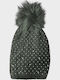 Pom Pom Beanie Beanie Knitted in Khaki color