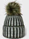 Pom Pom Beanie Γυναικείος Σκούφος Πλεκτός σε Χακί χρώμα