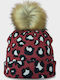Pom Pom Beanie Γυναικείος Σκούφος Πλεκτός σε Κόκκινο χρώμα