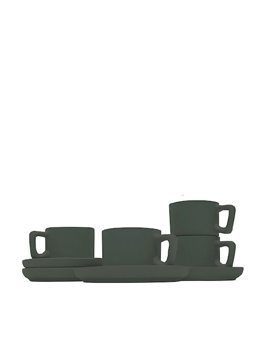 Berlinger Haus Set Tassen Espresso aus Porzellan Grün 100ml 4Stück