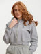 Cropped Hooded Gray Sweatshirt Cardigan Size XL