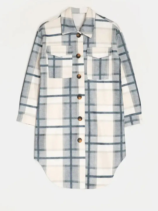 Γυναικείο Overshirt Γκρι Καρό Μέγεθος Xl