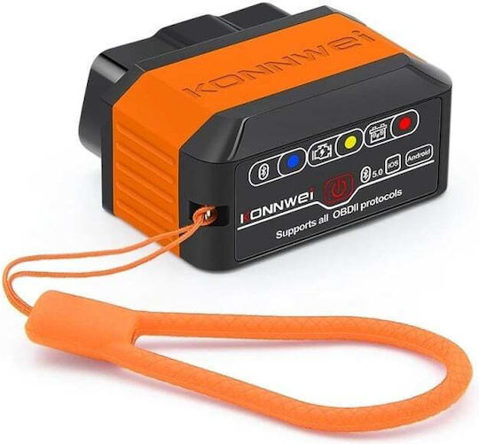 Konnwei Kw906 Авто Диагностика Obd2 Bluetooth 5.0 On-off Бутон Съвместим С Android Ios Elm 327 Obdii Оранжев