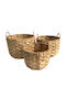 InTheBox Σετ Διακοσμητικά Καλάθια Ψάθινα Λευκό 38x38x34εκ. 3τμχ