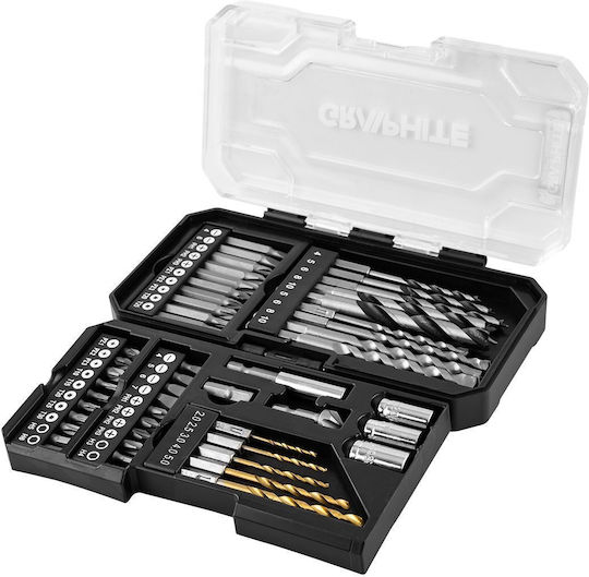 Graphite Set of 50 Drills Titanium with Hexagonal Shank for Metal, Masonry and Wood